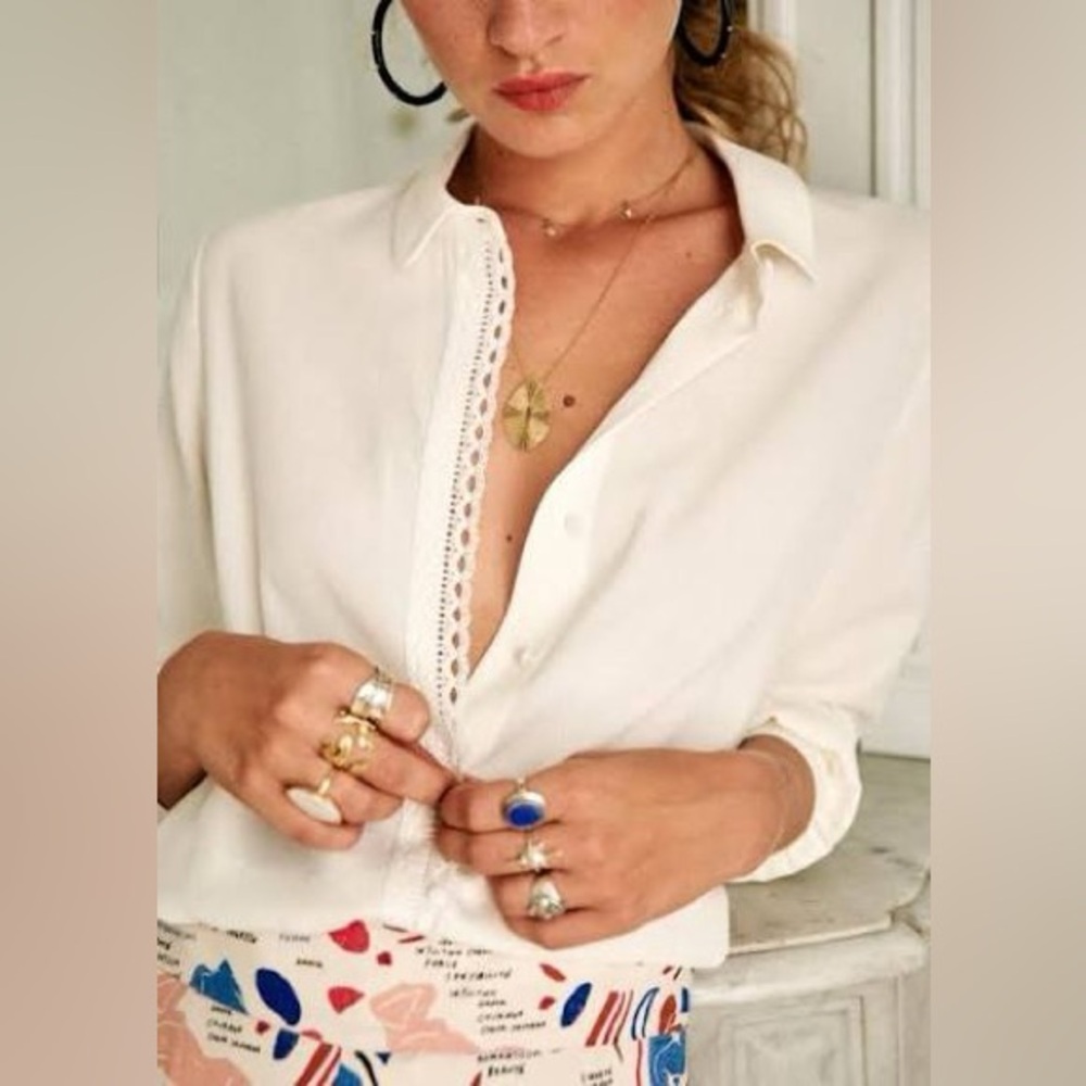 Sezane Charlotte Silk Blouse Size FR 36 / US 4